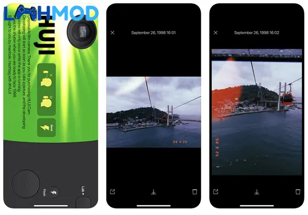 Ảnh 1 của Huji Cam MOD APK 2.4 (Mở Khóa Pro) cho Android iOS Giao diện chụp ảnh của Huji Cam với hiệu ứng film cổ điển