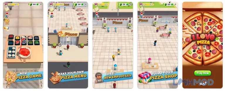 Ảnh 2 của Tải I Love Pizza Apk 1.0.0 cho Android iOs Cảnh game I Love Pizza cho thấy cửa hàng pizza nhộn nhịp với khách hàng