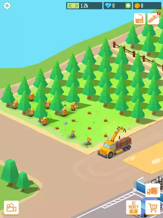 Ảnh 2 của Tải game Idle Forest Lumber Inc Mod APK 1.4.6 (Vô Hạn Tiền) Quang cảnh khai thác gỗ trong Idle Forest Lumber Inc Mod