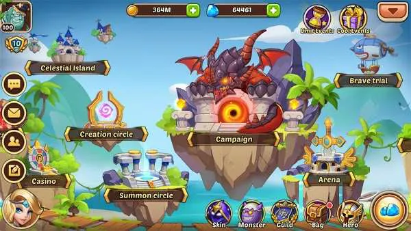 Ảnh 2 của Idle Heroes Mod APK 1.28.0 (VIP 13, Vô Hạn Tiền, Mở Khóa) Alt text: Màn hình chọn anh hùng và sắp xếp đội hình trong Idle Heroes