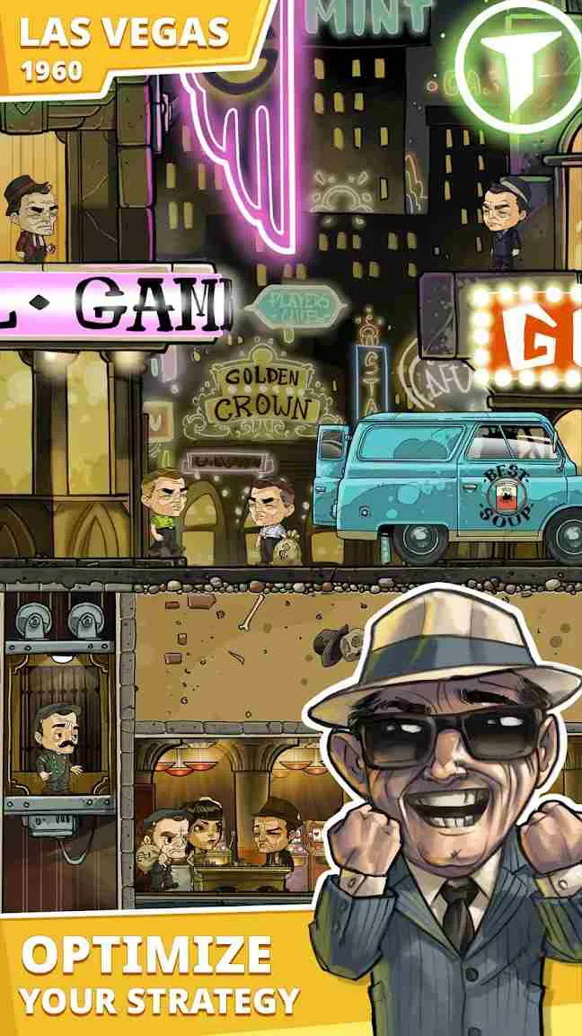 Ảnh 3 của Tải game Idle Mafia Boss Mod APK 1.23.1 (Vô Hạn Tiền) Các nhân viên đang vận chuyển rượu trong khu vực nhà máy sản xuất của game Idle Mafia Boss