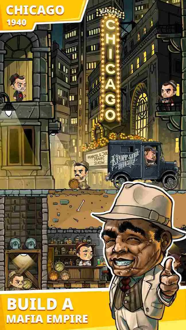 Ảnh 4 của Tải game Idle Mafia Boss Mod APK 1.23.1 (Vô Hạn Tiền) Bản đồ thành phố New York trong Idle Mafia Boss Mod, nơi diễn ra hoạt động kinh doanh