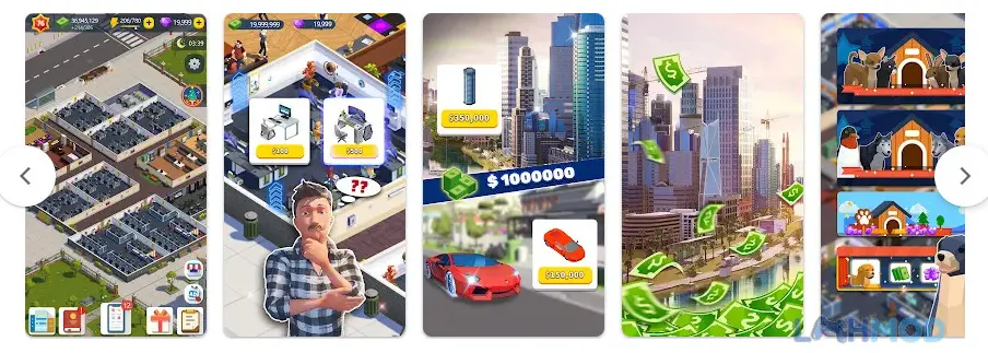 Ảnh 2 của Tải Idle Office Tycoon Mod Apk 1.9.7 (Vô Hạn Tiền/Gem) cho Android iOs Giao diện quản lý tòa nhà văn phòng trong game