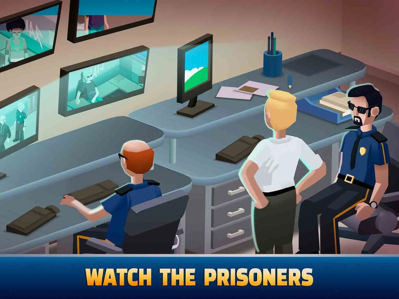 Ảnh 2 của Tải Idle Police Tycoon Mod APK 1.2.2 (Tiền, Money, Gems) Giao diện gameplay Idle Police Tycoon Mod đang xây dựng đồn cảnh sát