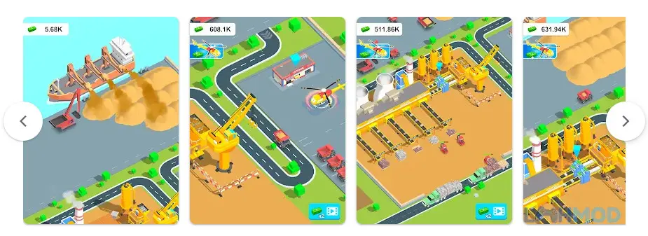 Ảnh 3 của Tải Idle Sand Tycoon Mod Apk 1.5.8 (Miễn phí phần thưởng) cho Android iOs Bãi khai thác cát với nhiều công trình và đường đi