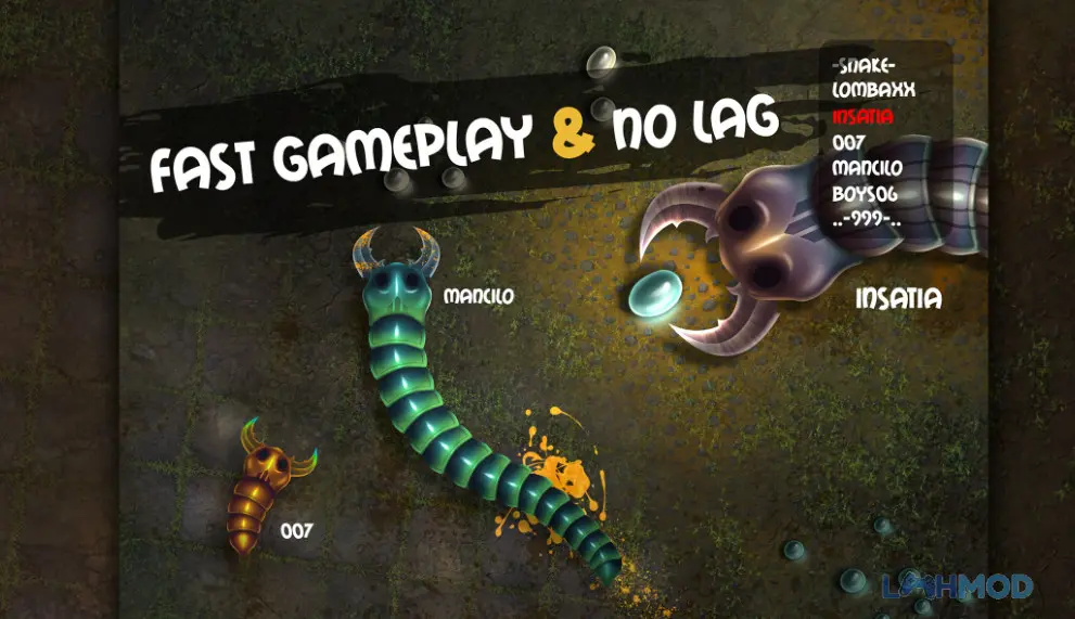 Ảnh 3 của Tải Insatiable IO Snakes Mod Apk v3.7.4 (Unlimited Exp, Grow, Ghost) cho Android iOs Con rắn đang vòng vây đối thủ trong Insatiable IO Snakes Mod