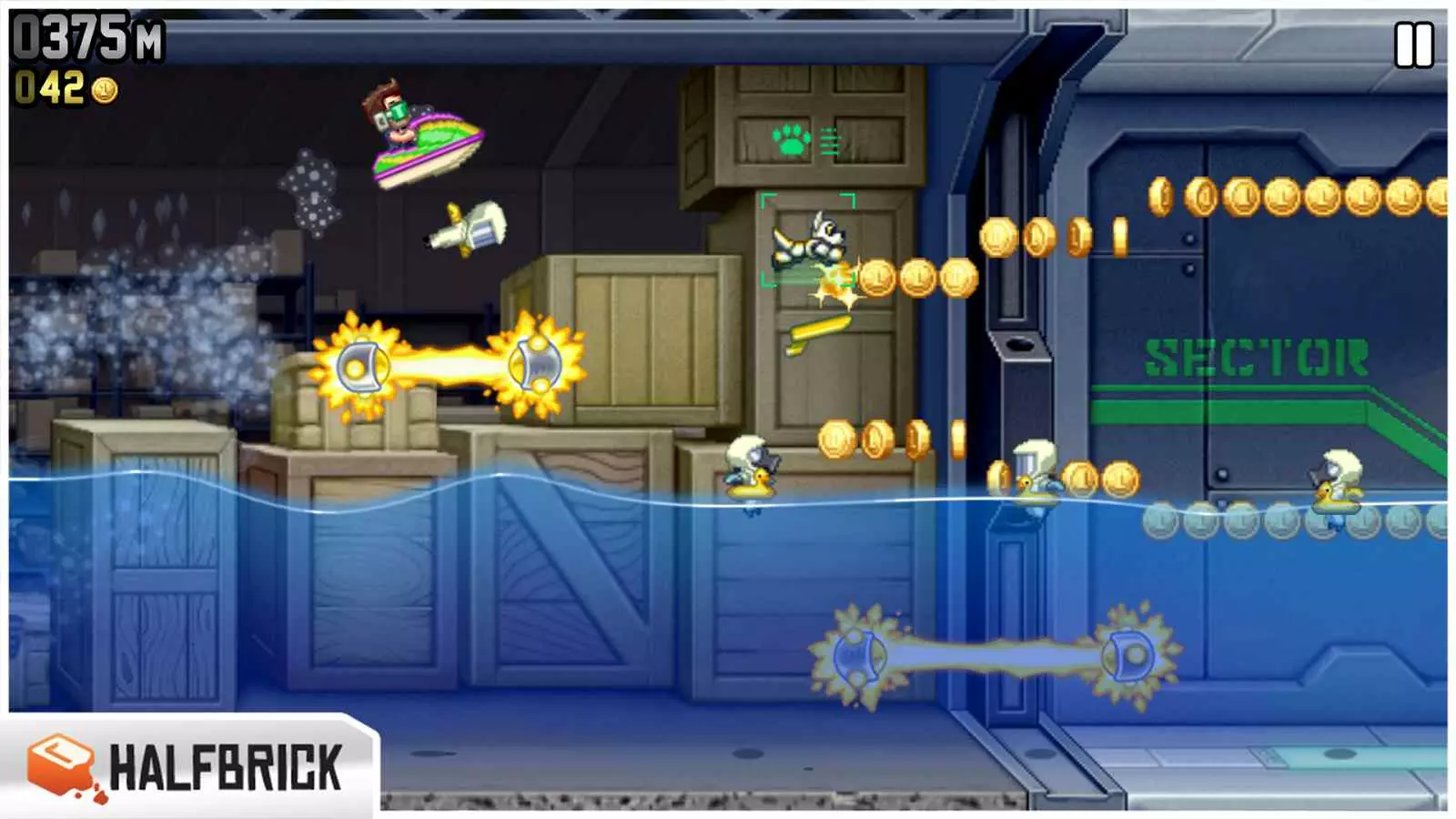 Ảnh 3 của Tải game Jetpack Joyride Mod APK 1.99.4 (Menu, Vô Hạn Coins) Tổng quan màn chơi trong Jetpack Joyride Mod APK