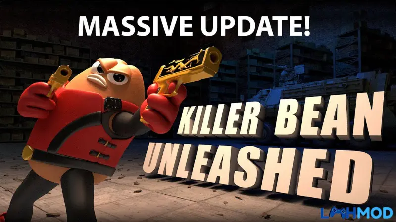 Ảnh 3 của Tải Killer Bean Unleashed Apk 5.07 cho Android Giao diện nâng cấp vũ khí với nhiều loại súng khác nhau trong Killer Bean Unleashed