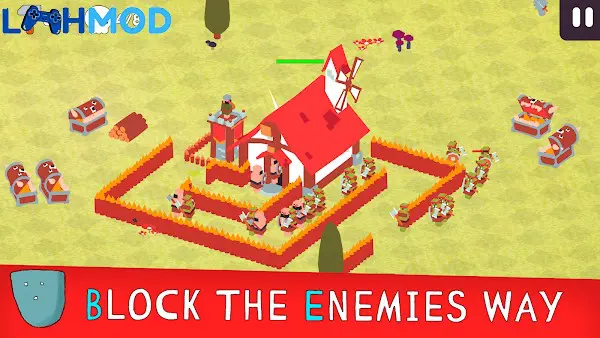 Ảnh 1 của Kingdom Guard MOD APK 1.0.330 (One Hit) cho Android iOS Cảnh chiến đấu trong Kingdom Guard với nhiều loại lính và kẻ thù