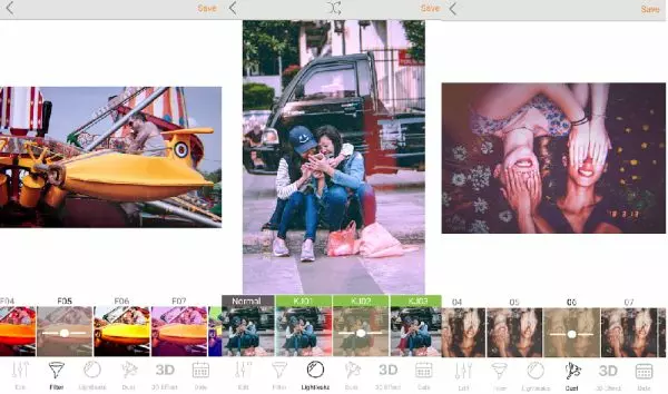 Ảnh 3 của Tải KUNI Cam MOD APK 1.28.1 (Mở khóa Premium) Android Màn hình Camera Live của KUNI Cam hiển thị các tùy chọn hiệu ứng trực tiếp