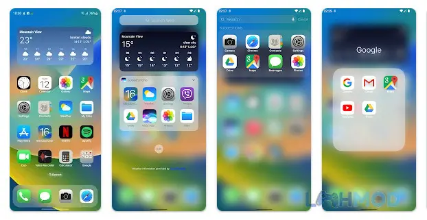 Ảnh 1 của Tải Launcher iOS 16 Mod Apk 6.2.3 (Không quảng cáo) cho Android iOs Giao diện màn hình chính Launcher iOS 16 Mod hiển thị các biểu tượng ứng dụng