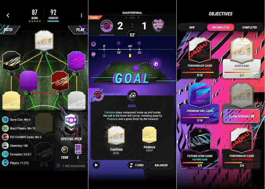 Ảnh 5 của Tải game MAD FUT 22 Mod APK 1.2.4 (Mở khóa tất cả) Giao diện chính với các chế độ chơi và phần thưởng trong MAD FUT 22 Mod