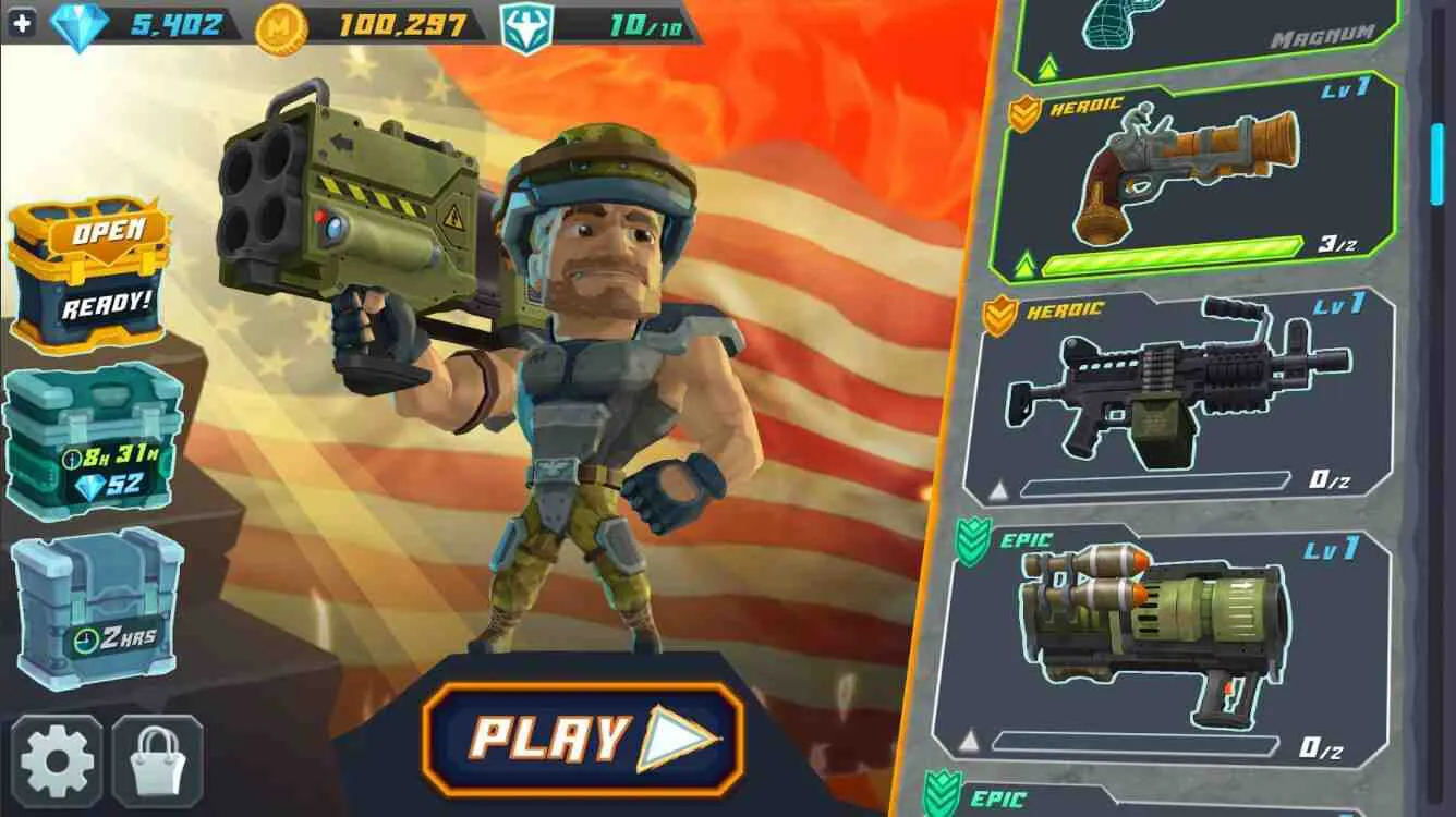 Ảnh 3 của Major Mayhem 2 Mod APK V1.206.2024092421 (Menu, Tiền, Mở Khóa Vũ Khí) Hình ảnh một khẩu súng máy với đạn đang bay trong Major Mayhem 2 Mod