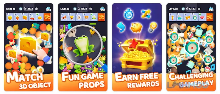 Ảnh 2 của Tải Match 3D Collect Mod Apk 0.2.0 (Vô hạn Boosters) cho Android iOs Giao diện chơi Match 3D Collect Mod với các vật phẩm 3D dễ thương