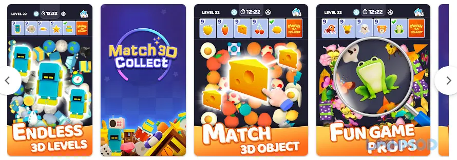 Ảnh 3 của Tải Match 3D Collect Mod Apk 0.2.0 (Vô hạn Boosters) cho Android iOs Màn hình Match 3D Collect Mod hiển thị các vật phẩm đang chờ được ghép