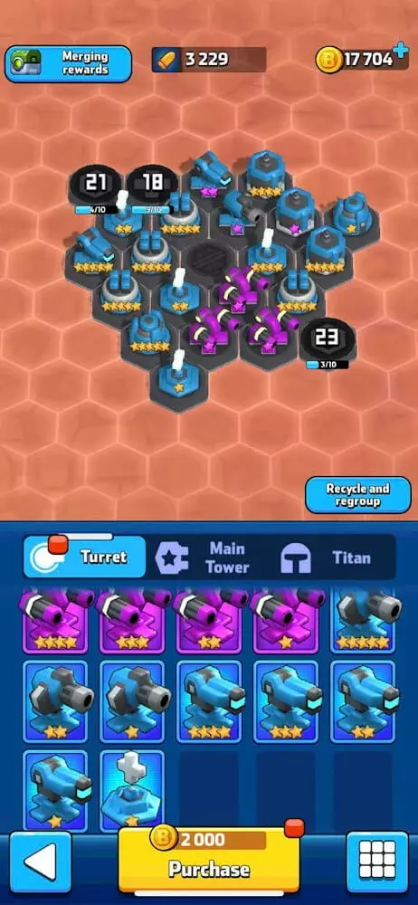 Ảnh 4 của Tải game Mega Tower Mod APK V3.6.2 (Menu, One-Hit, Vô Hạn Đạn) Hình ảnh gameplay của Mega Tower Mod với nhiều tháp phòng thủ và kẻ thù