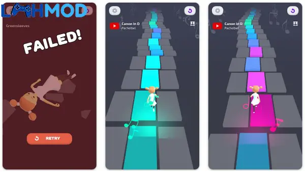 Ảnh 1 của Tải Melody Run APK v2.21.1 cho Android iOS Giao diện chính của game Melody Run với các nốt nhạc đang rơi xuống