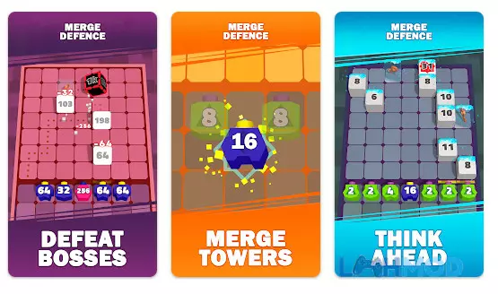 Ảnh 3 của Tải Merge Defense 3D Mod Apk 1.35.335 (Vô hạn kim cương) cho Android iOs Một khung cảnh khác của Merge Defense 3D Mod, các khối số đang được hợp nhất
