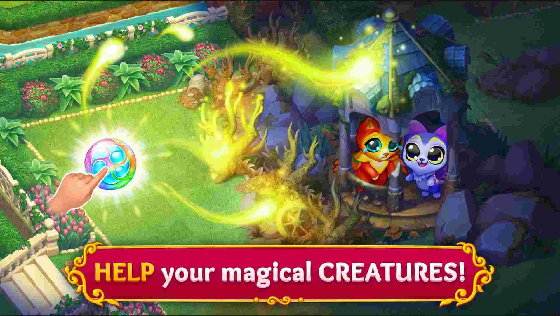 Ảnh 2 của Merge Tale: Pet Love Story Mod APK 0.53.5 (Menu, Vô Hạn Tiền) Giao diện tải game Merge Tale: Pet Love Story Mod với các sinh vật dễ thương