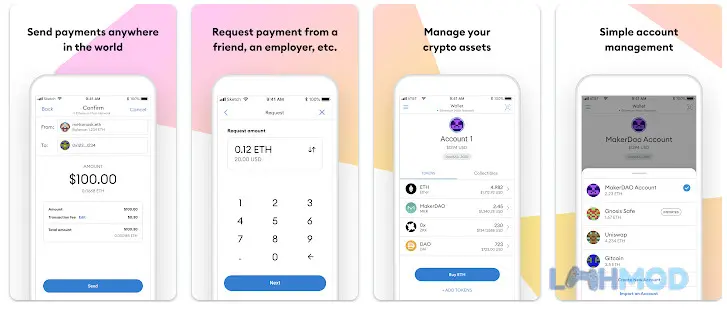 Ảnh 2 của Tải ứng dụng MetaMask Mod Apk 7.5.0 (Mở Khóa Premium) cho Android iOs MetaMask Mod APK hiển thị tổng quan tài khoản và các tùy chọn giao dịch