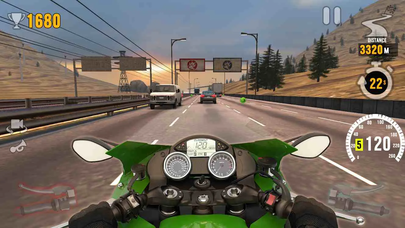 Ảnh 3 của Tải game Motor Tour Mod APK 1.6.1 (Menu, Mua sắm miễn phí) Một tay đua mô tô đang điều khiển xe với tốc độ cao trên đường