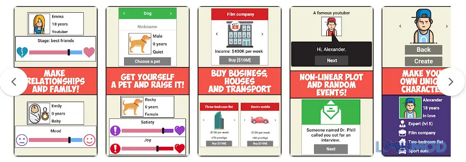 Ảnh 3 của Tải Movie Director Simulator Apk 1.2.4 cho Android iOs Màn hình lựa chọn kịch bản và diễn viên trong game