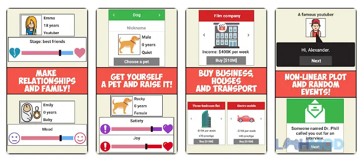 Ảnh 4 của Tải Movie Director Simulator Apk 1.2.4 cho Android iOs Nhân vật trong Movie Director Simulator đang giao tiếp, thể hiện yếu tố phát triển mối quan hệ