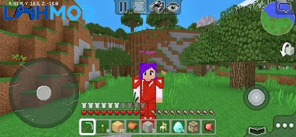Ảnh 2 của MultiCraft – Build and Mine! MOD APK 2.0.3 (No ADS) Cảnh quan MultiCraft – Build and Mine! với các khối và cây xanh