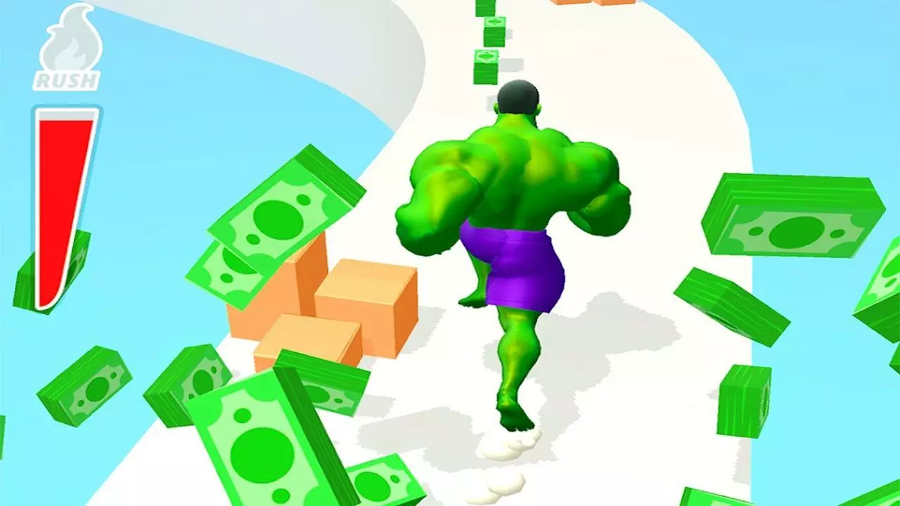 Ảnh 5 của Tải game Muscle Rush Mod APK 1.2.1 (Nâng cấp miễn phí) Cận cảnh một người đàn ông cơ bắp trong trò chơi Muscle Rush đang chuẩn bị vật tay