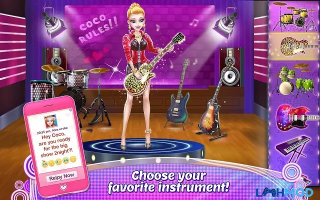 Ảnh 2 của Music Idol Mod Apk v1.1.9 (Mở khóa nội dung trả phí) Android, IOS Một nhân vật game đang tạo dáng với trang phục sành điệu