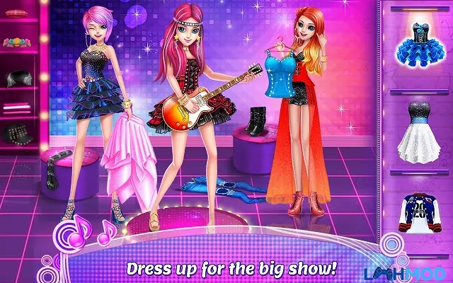 Ảnh 3 của Music Idol Mod Apk v1.1.9 (Mở khóa nội dung trả phí) Android, IOS Hai nhân vật hoạt hình đang biểu diễn trên sân khấu rực rỡ