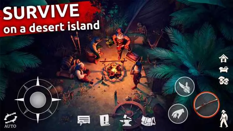 Ảnh 4 của Tải game Mutiny Pirate Survival RPG Mod APK 0.46.0 (Menu / Vip) Thuyền trưởng cùng thủy thủ đoàn đang xây dựng căn cứ vững chắc