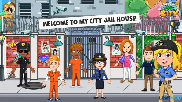 Ảnh 1 của Tải My City: Jail House Apk 2.0.0 cho Android, IOS Cảnh quan tổng thể My City: Jail House với các khu vực chính