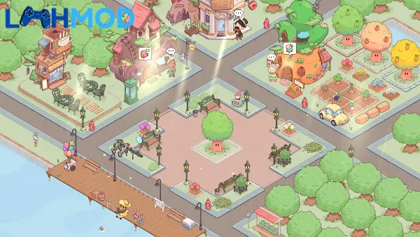 Ảnh 4 của My Dear Farm MOD APK 1.1.2 (Nhiều tiền) Android iOS Nhân vật chính đang tương tác với cư dân trong thế giới My Dear Farm