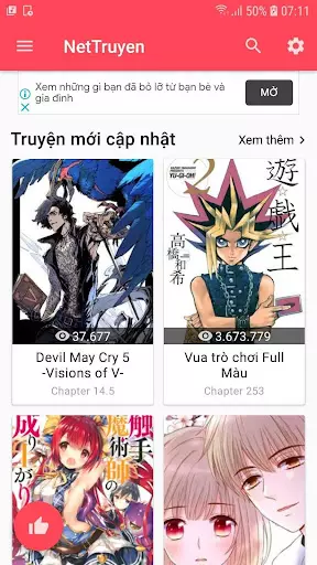 Ảnh 2 của Tải ứng dụng Nettruyen Mod Apk 5.0.1 Android, iOS Giao diện chính của ứng dụng NetTruyen bản mod