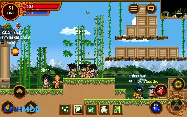 Ảnh 3 của Tải Ninja School Mod Apk v2.4.0 (mở khóa tất cả) cho Android, IOS Cảnh nhân vật Ninja đang chiến đấu với quái vật trong một khu rừng