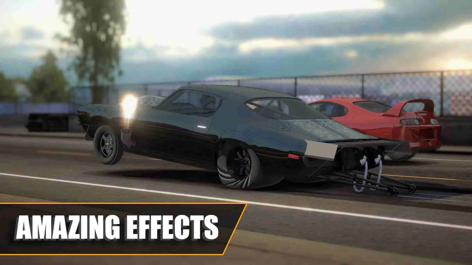 Ảnh 2 của Tải game No Limit Drag Racing 2 Mod APK 1.6.1 (Vô Hạn Tiền) Một chiếc xe đua được tùy chỉnh đang đứng trong gara