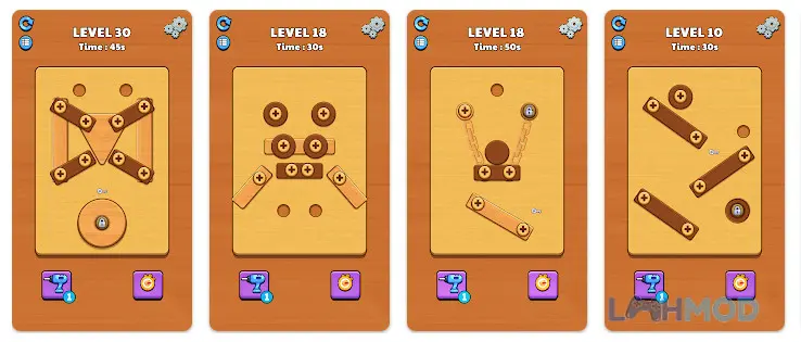 Ảnh 2 của Tải Nut Master Screw the Bolts Apk 1.0.15 cho Android iOs Giao diện gameplay Nut Master Screw the Bolts với các ốc vít và mảnh ghép kim loại