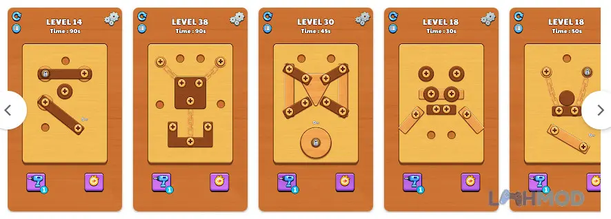 Ảnh 3 của Tải Nut Master Screw the Bolts Apk 1.0.15 cho Android iOs Cảnh một màn chơi khó trong Nut Master Screw the Bolts với nhiều ốc vít chồng chéo