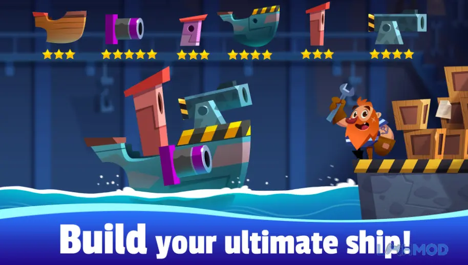 Ảnh 2 của Tải Oceans of Steel Mod Apk 1.10.0 (MOD Menu, Xu, Rương Free) cho Android iOs Giao diện chọn tàu và một phần bản đồ trong Oceans of Steel Mod