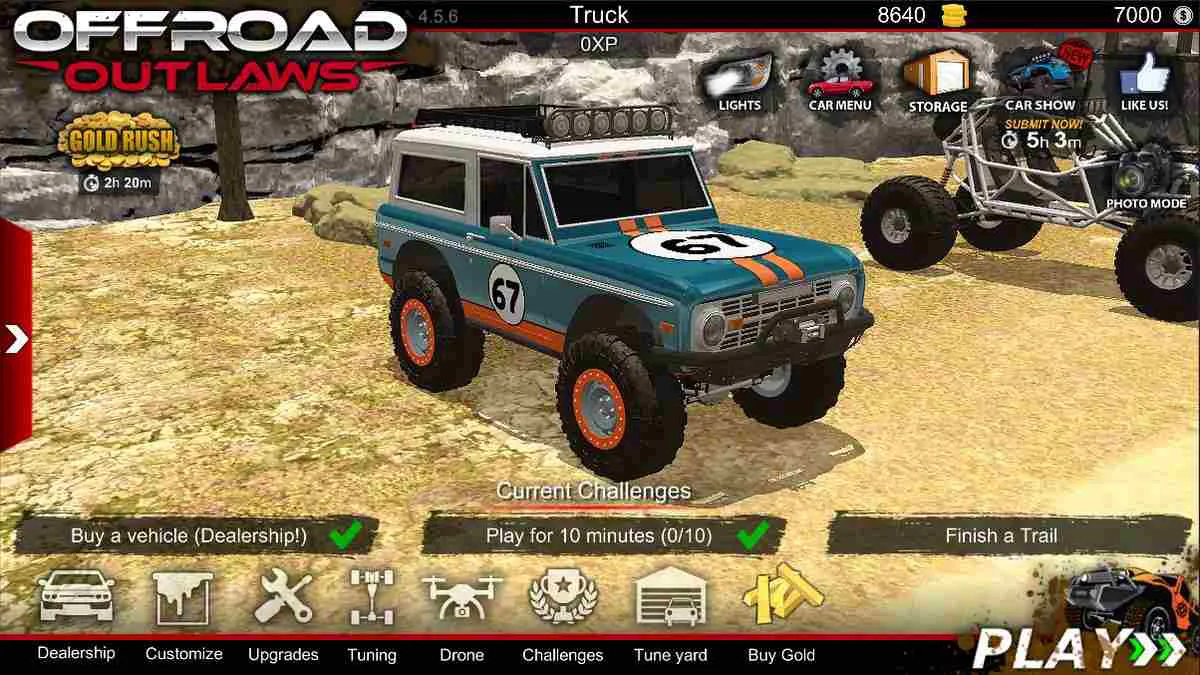 Ảnh 3 của Tải game Offroad Outlaws Mod APK v6.7.1 (Vô Hạn Tiền) Người chơi đang tùy chỉnh chiếc xe off-road của mình với nhiều bộ phận khác nhau