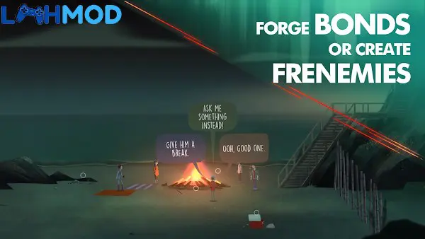 Ảnh 2 của Tải OXENFREE APK 2.5.8 cho Android iOS Nhóm bạn trẻ Alex và Jonas đang khám phá hang động trên đảo Edwards