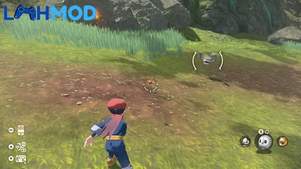 Ảnh 2 của Tải Pokémon Legends: Arceus APK 1.0.1 cho Android iOS Cảnh người chơi đang chiến đấu với một Pokémon mạnh mẽ trong thế giới mở