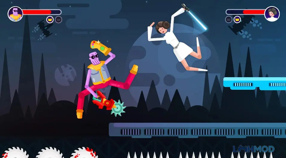 Ảnh 2 của Tải Ragdoll Rage Heroes Arena Mod Apk 1.8.0 (Vô Hạn Tiền) cho Android Cảnh giao tranh ác liệt trong Ragdoll Rage Heroes Arena với hai nhân vật đang bắn nhau