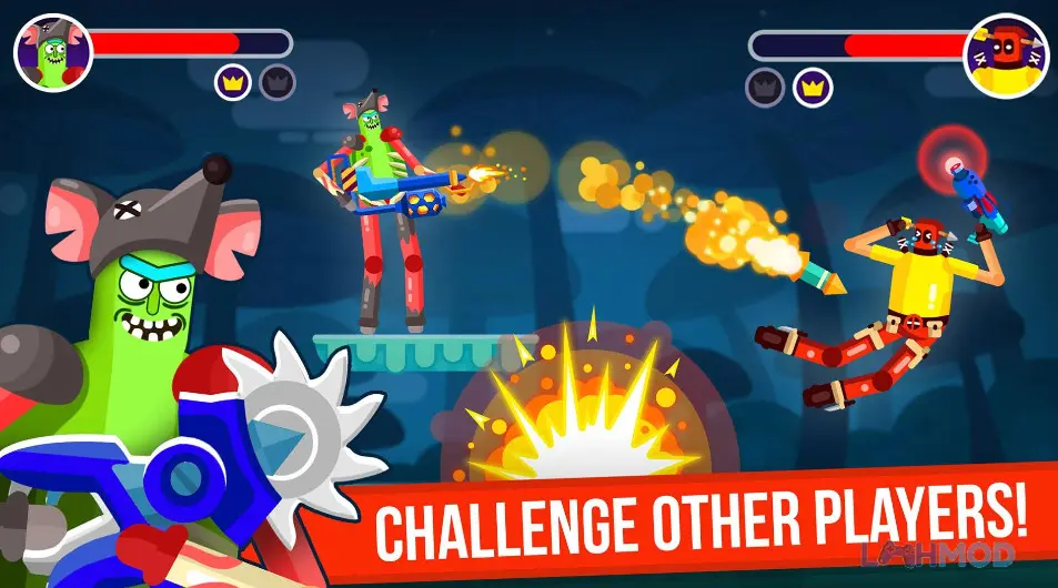 Ảnh 3 của Tải Ragdoll Rage Heroes Arena Mod Apk 1.8.0 (Vô Hạn Tiền) cho Android Một nhân vật đang thực hiện pha nhào lộn đầy kịch tính trong môi trường game Ragdoll Rage