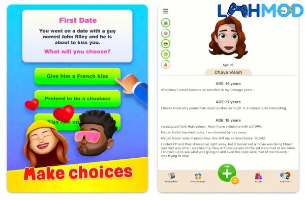 Ảnh 3 của Real Life: Idle Text Sim Story MOD APK 1.12.15 (Vô hạn tiền) Ảnh chụp màn hình nhân vật trong Real Life: Idle Text Sim Story đang làm việc hoặc học tập