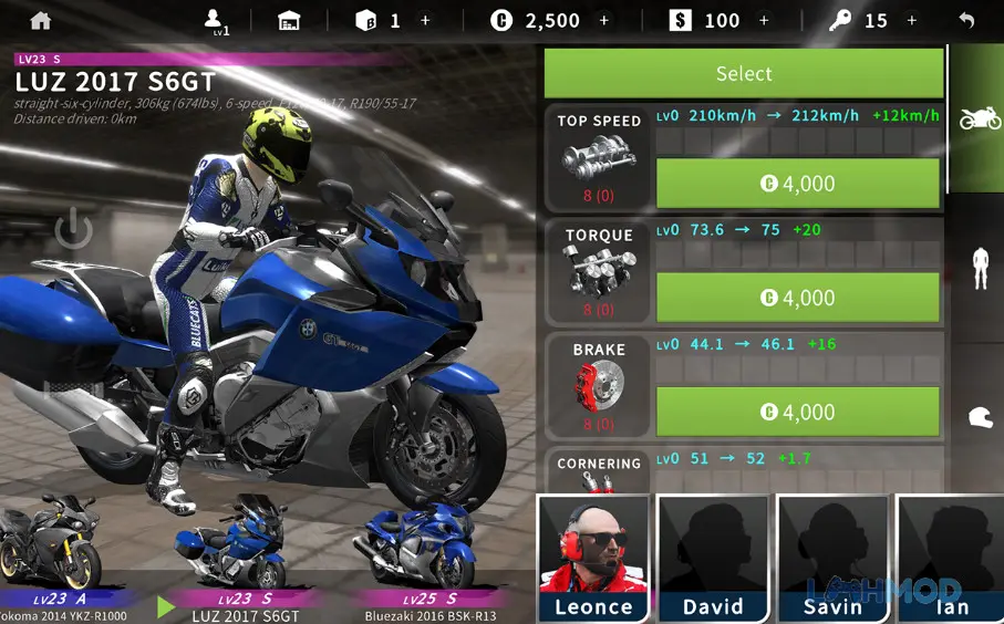 Ảnh 3 của Tải Real Moto Traffic Apk 1.0.231 cho Android iOs Giao diện chọn xe và tùy chỉnh trong Real Moto Traffic