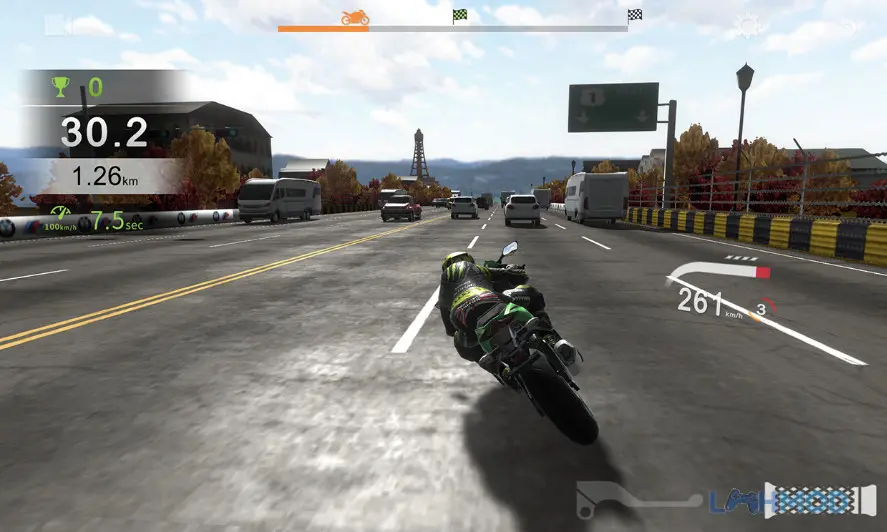 Ảnh 4 của Tải Real Moto Traffic Apk 1.0.231 cho Android iOs Một tay đua mô tô đang thực hiện pha vượt xe đầy mạo hiểm