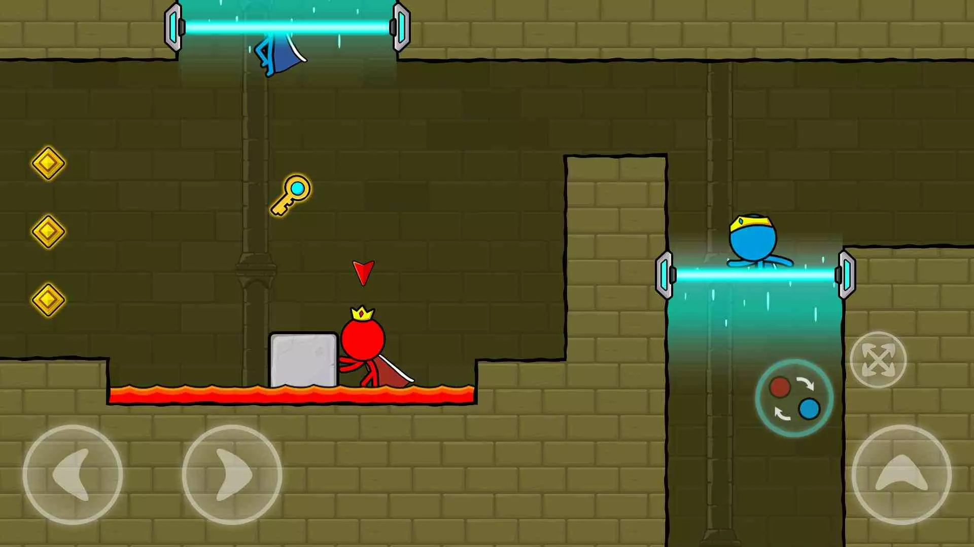 Ảnh 3 của Red and Blue Stickman Mod APK 2.0.0 (Vô Hạn Tiền, Mở Khóa) Giao diện chọn cấp độ trong Red and Blue Stickman Mod