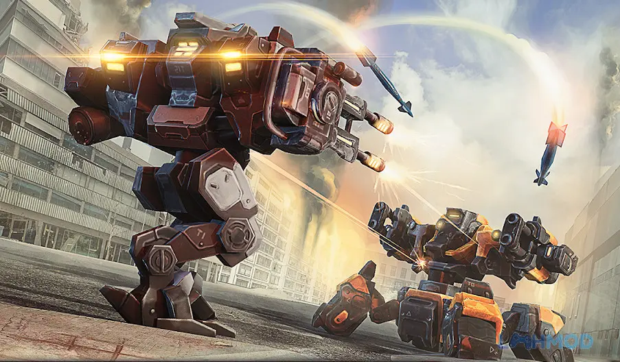 Ảnh 1 của Tải Robots Battle Arena Apk 1.20.0 cho Android iOs Robots Battle Arena với robot khổng lồ đang chiến đấu